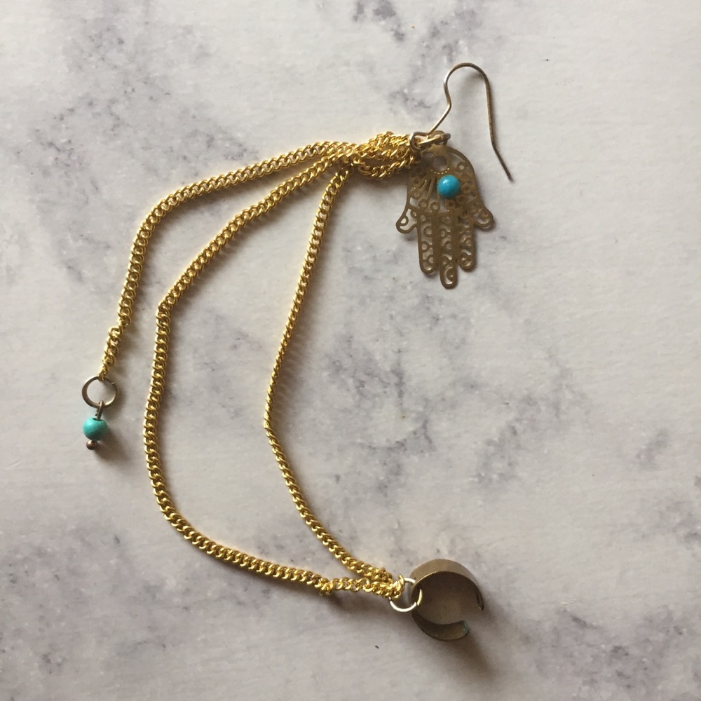 Jeweled Boho hamsa, single earring